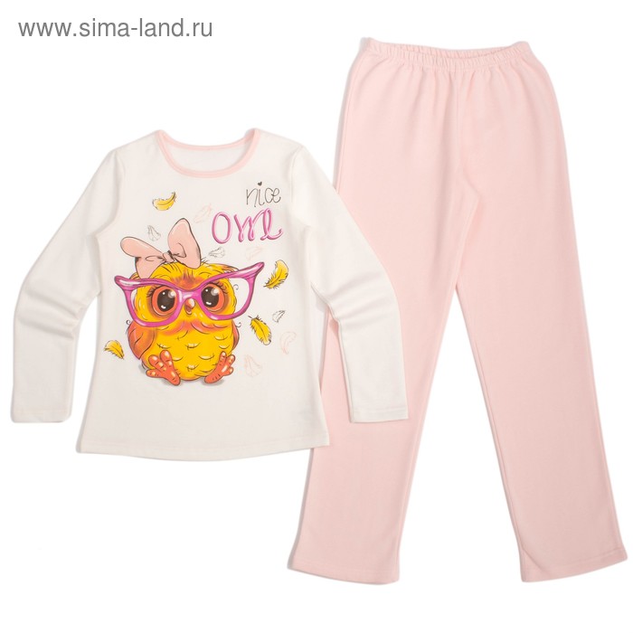 Пижама для девочки, рост 152 см, цвет светло-розовый/экрю К842 - Фото 1