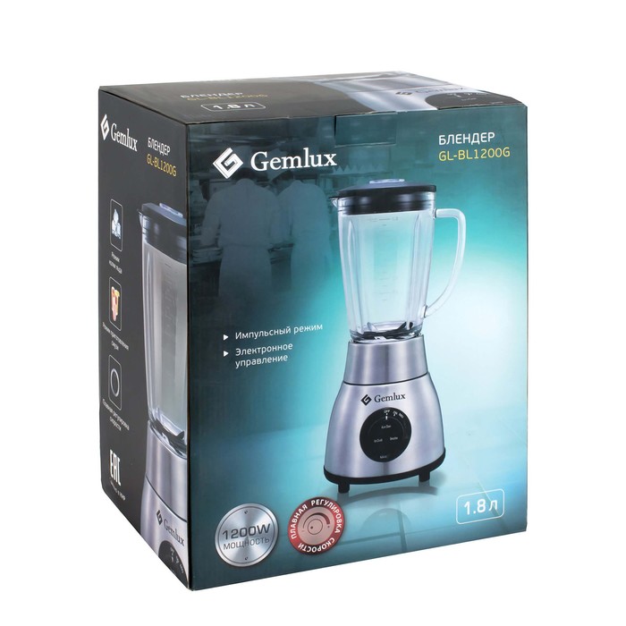 Блендер Gemlux GL-BL1200G, стационарный, 1200 Вт, 1.8 л, регулировка скорости, 3 доп.режима - фото 51538594