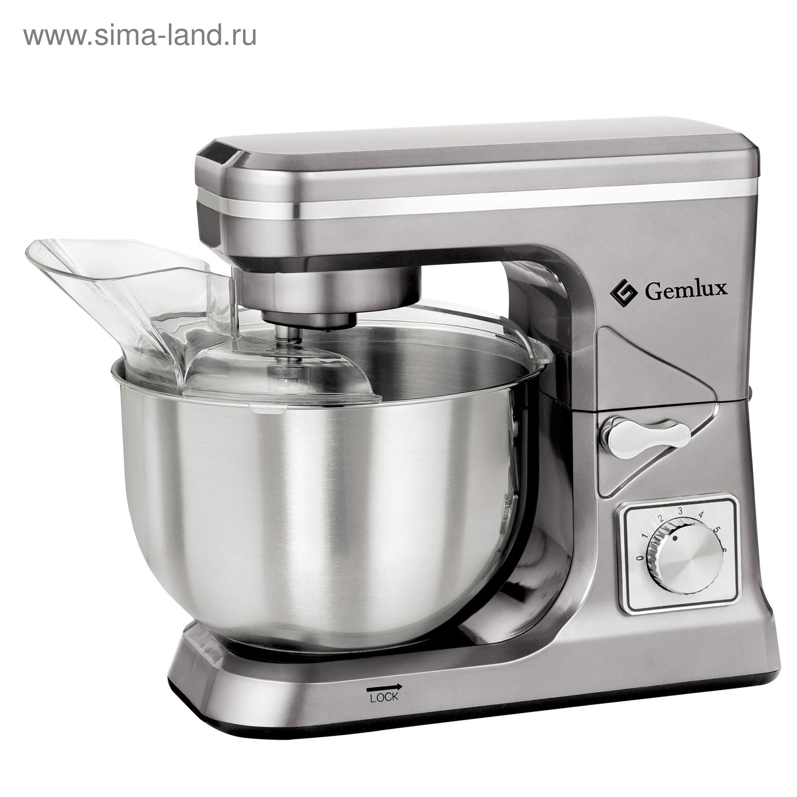 Миксер Gemlux GL-SM5.1GR, планетарный, 1000 Вт, 5 л, 6 скоростей, 3  мешалки, серебристый (2803473) - Купить по цене от 12 038.00 руб. |  Интернет магазин SIMA-LAND.RU