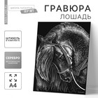 Гравюра «Лошадь» с металлическим эффектом «серебро» А4 - фото 319977034