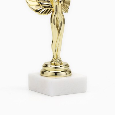 Наградная фигура под нанесение «Ника», золото, подставка камень, 16 см