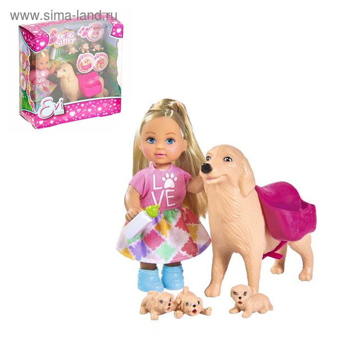 Кукла «Еви с собачкой и щенками», 12 см - Фото 1