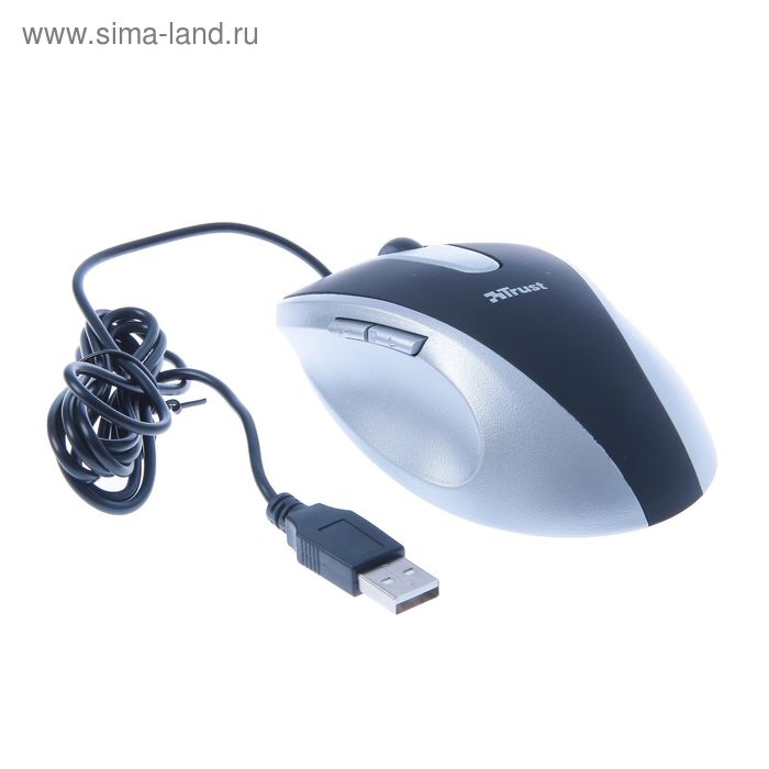 Мышь Trust EasyClick (16535), проводная, оптическая,  1000 dpi, USB, черно-белая - Фото 1