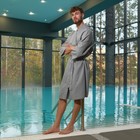 Халат вафельный мужской Экономь и Я рукав 3/4, размер 46-48, серый, 100% хлопок, 200 г/м² - Фото 3