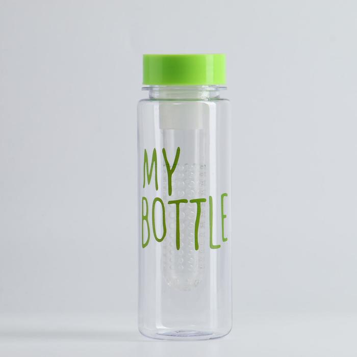 Бутылка для воды "My bottle", 500 мл, с контейнером для фруктов, 19.5 х 6.5 см, микс - фото 1883319744