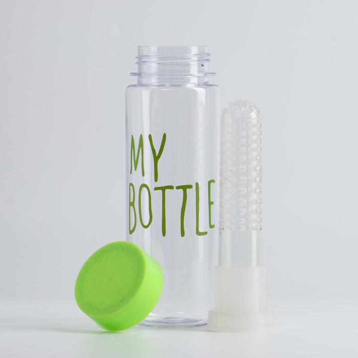 Бутылка для воды "My bottle", 500 мл, с контейнером для фруктов, 19.5 х 6.5 см, микс - фото 1883319745
