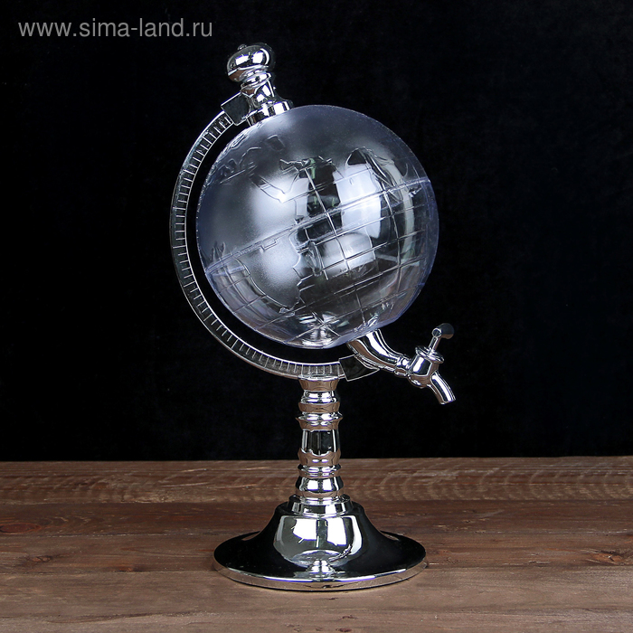 Башня пивная с воронкой «Земной шар», 1,9 л, цвет серебряный - Фото 1