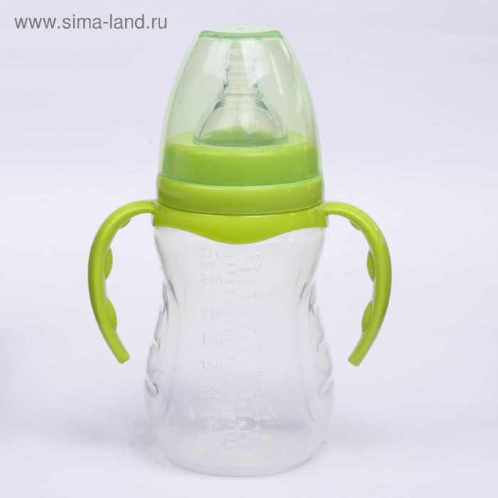 Бутылочка для кормления, с ручками, 270 мл, от 0 мес., цвет зелёный - Фото 1