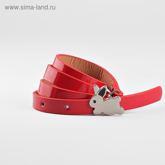 Ремень детский «Кролик», гладкий, пряжка металл, ширина - 1,3 см, цвет красный - Фото 1