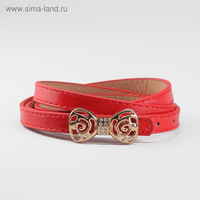 Ремень женский, пряжка золото, ширина - 1,3 см, цвет красный - Фото 1