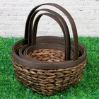 Корзина плетёная для хранения Knip, шпон, с ручкой, тёмно-коричневая, набор 3 шт. - Фото 3