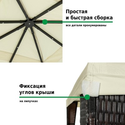 Тент - шатёр садовый, 300×300×250 см, полиротанг