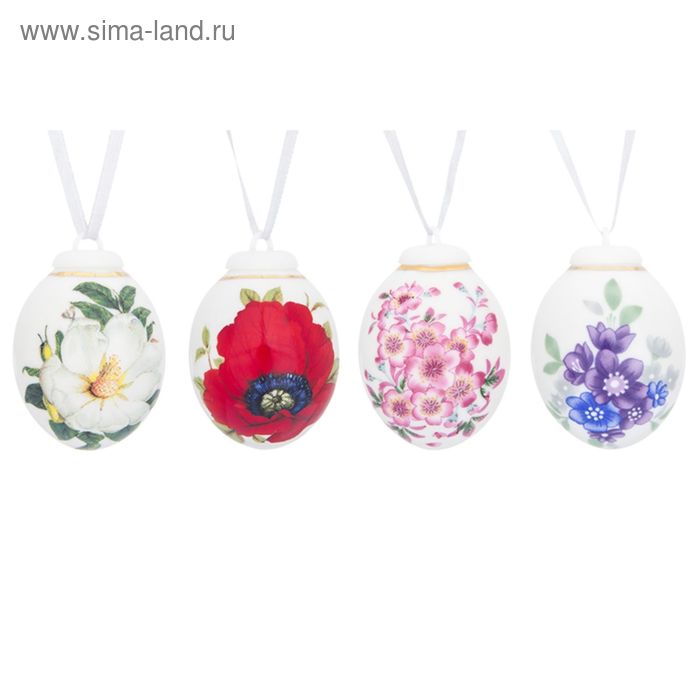 Украшение декоративное, пасхальный набор «Цветы», 4 предмета, в подарочной упаковке - Фото 1