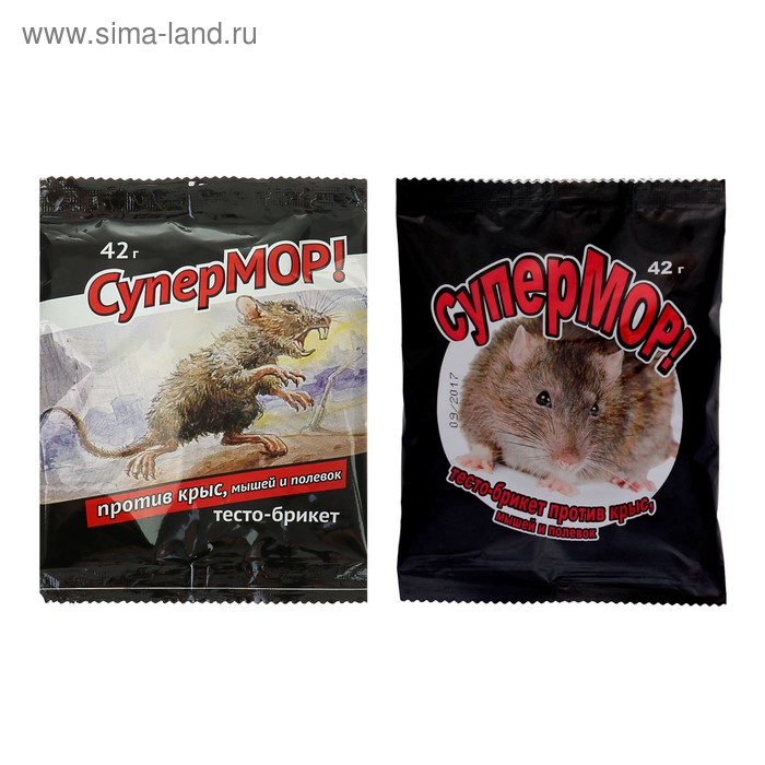 Тесто-брикет СуперМОР против крыс, мышей и полевок, 42 г - Фото 1