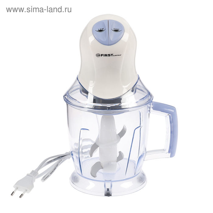 Измельчитель FIRST FA-5114-5, стекло, 400 Вт, 1.5 л, белый-голубой - Фото 1
