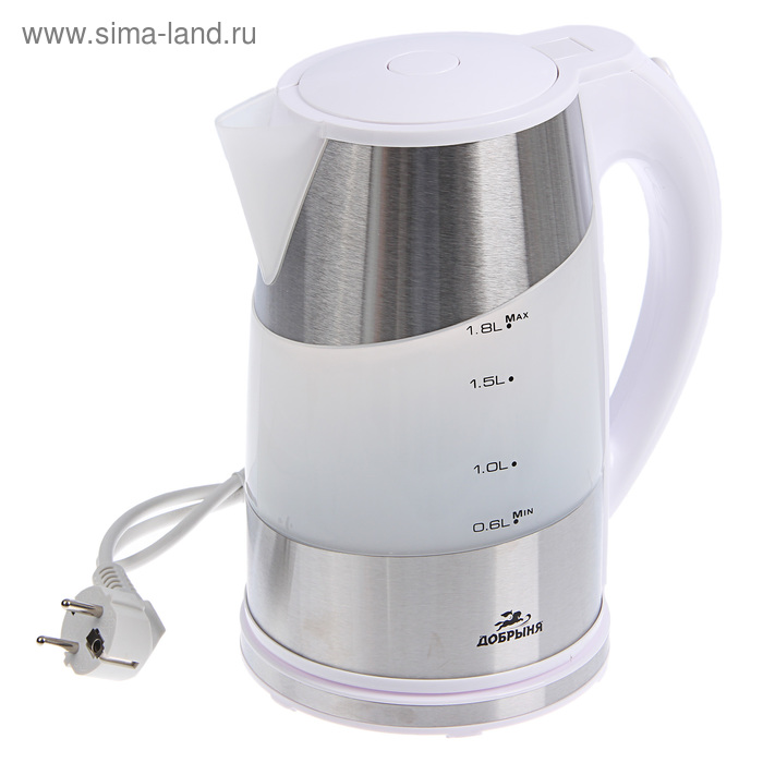 Чайник электрический "Добрыня" DO-1206, 1.8 л, 2200 Вт, белый - Фото 1