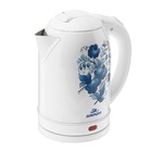 Чайник электрический "Добрыня" DO-1214, металл, 2 л, 2000 Вт, белый с синими цветами - фото 3694904