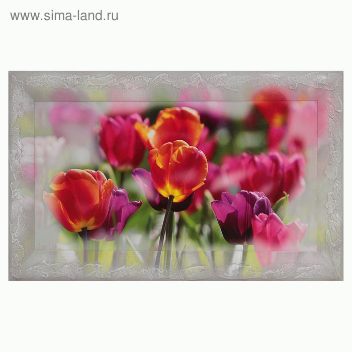Репродукция с дорисовкой на раме "Тюльпаны" 35*70 см - Фото 1