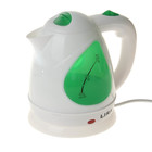 Чайник электрический LIRA LR 0105, 1.5 л, 1500 Вт, бело-зеленый - Фото 1