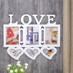 Фоторамка - коллаж на 6 фото 9×13 см, 13×18 см «Влюбленность», пластик, белая, 41×51 см  (артикул 2529353)  большой выбор товаров оптом и в розницу по низким ценам с доставкой