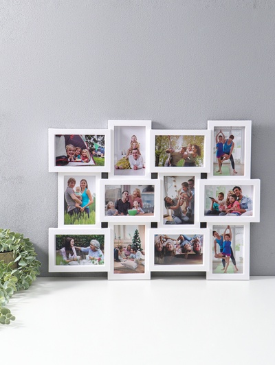 Фоторамка - коллаж на 12 фото 10×15 см «Мелкий горошек», белая, 43.5×57 см