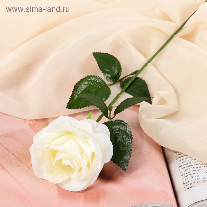Цветы искусственные "Роза Глория" 9х60 см, белый - Фото 1