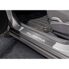 Накладки на пороги Rival для Nissan Almera G15 2012-2018, нерж. сталь, с надписью, 4 шт., NP.4104.3 - Фото 2