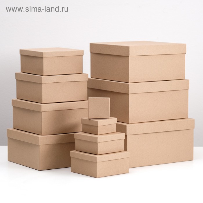 Набор квадратных коробок 11 в 1 «Крафт однотонный» 26×26×12.5 - 6.5×6.5×4 см - Фото 1