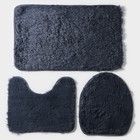 Набор ковриков для ванной и туалета Доляна «Пушистик», 3 шт, 40×44, 40×50, 50×80 см, цвет серый - фото 4801101