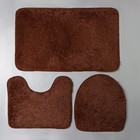 Набор ковриков для ванной и туалета Доляна «Пушистик», 3 шт, 32×40, 40×50, 50×80 см, цвет коричневый - Фото 3
