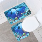 Набор ковриков для ванны и туалета Доляна «Морской мир», 2 шт: 40×50, 50×80 см - Фото 2