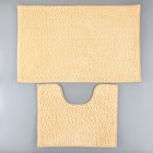 Коврики для ванной и туалета Доляна «Букли», 2 шт., 40×50, 50×80 см бежевый - Фото 2