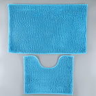 Набор ковриков для ванной и туалета «Букли», 2 шт, 40×50, 50×80 см, цвет синий - Фото 2