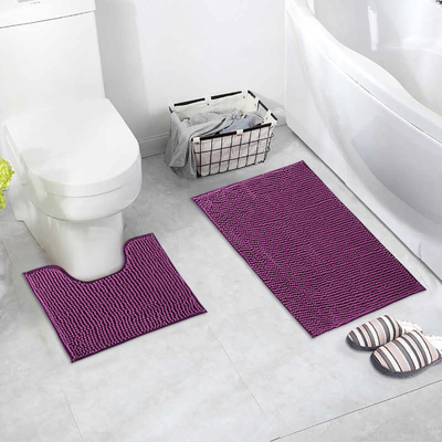 Набор ковриков для ванной и туалета «Букли», 2 шт, 40×50, 50×80 см, цвет фиолетовый