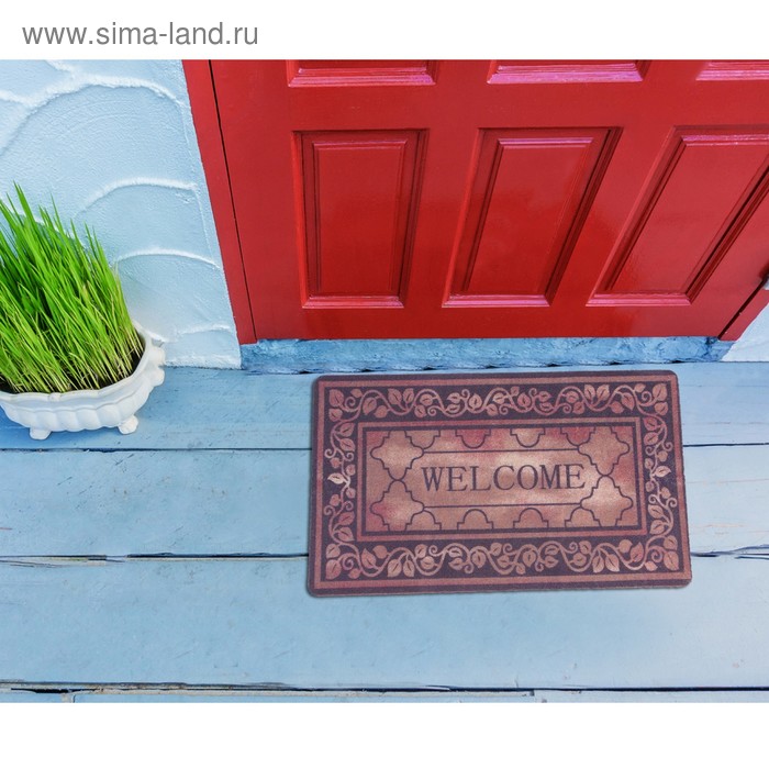 Коврик влаговпитывающий придверный «Welcome» плитка - Фото 1