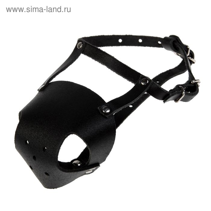 Намордник кожаный цельнокроеный для мелких пород собак (мопс), микс - Фото 1