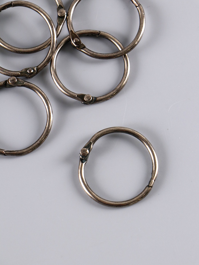 Набор колец для творчества (для фотоальбомов) «Чёрное», внутренний d=2.5 см, внешний d=3 см, 6 шт. - Фото 1