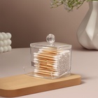 Органайзер для ватных палочек, с крышкой, 9×7×10 см, прозрачный - Фото 3