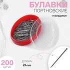 Булавки портновские «Гвоздики», 24 мм, 200 шт., цвет серебряный - Фото 1