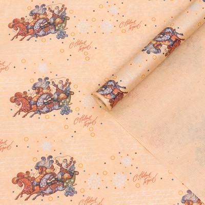 Бумага упаковочная крафт "Песня о снежинке" 0,72 х 10 м,40 гр