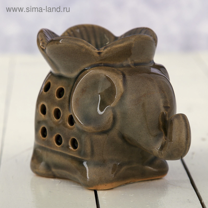 Аромалампа керамика "Слон с цветком" 8х6,7х10,8 см - Фото 1