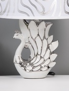 Лампа настольная с абажуром Е14 40 Вт "Павлин" белая с серебром 32х20х15 см - фото 803949085