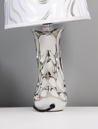 Лампа настольная с абажуром Е14 40 Вт "Павлин" белая с серебром 32х20х15 см - фото 803949087