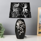 Лампа настольная с абажуром Е14 40 Вт "Серебристые цветы на чёрном" стразы 38х17х23 см RISALUX 23011 - фото 299682883