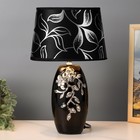 Лампа настольная с абажуром Е14 40 Вт "Серебристые цветы на чёрном" стразы 38х17х23 см RISALUX 23011 - Фото 2