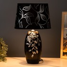 Лампа настольная с абажуром Е14 40 Вт "Серебристые цветы на чёрном" стразы 38х17х23 см RISALUX 23011 - Фото 3
