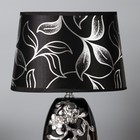 Лампа настольная с абажуром Е14 40 Вт "Серебристые цветы на чёрном" стразы 38х17х23 см RISALUX 23011 - Фото 4