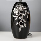 Лампа настольная с абажуром Е14 40 Вт "Серебристые цветы на чёрном" стразы 38х17х23 см RISALUX 23011 - Фото 5