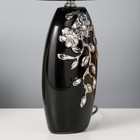 Лампа настольная с абажуром Е14 40 Вт "Серебристые цветы на чёрном" стразы 38х17х23 см RISALUX 23011 - Фото 6