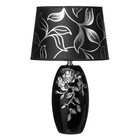 Лампа настольная с абажуром Е14 40 Вт "Серебристые цветы на чёрном" стразы 38х17х23 см RISALUX 23011 - Фото 9